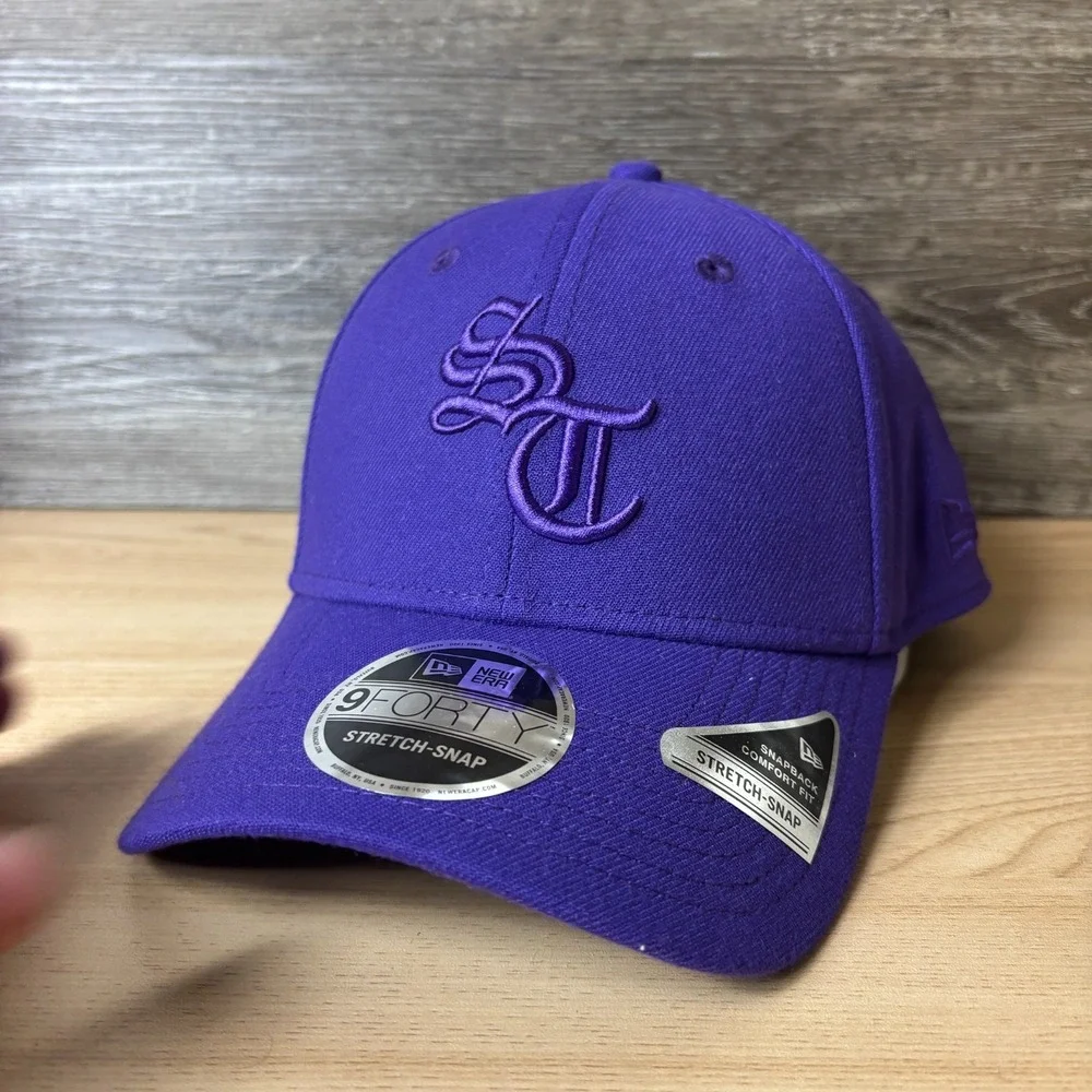 New Era Hat Cap Snap Back Trucker Purple Ski Skiing Embroidered Mens